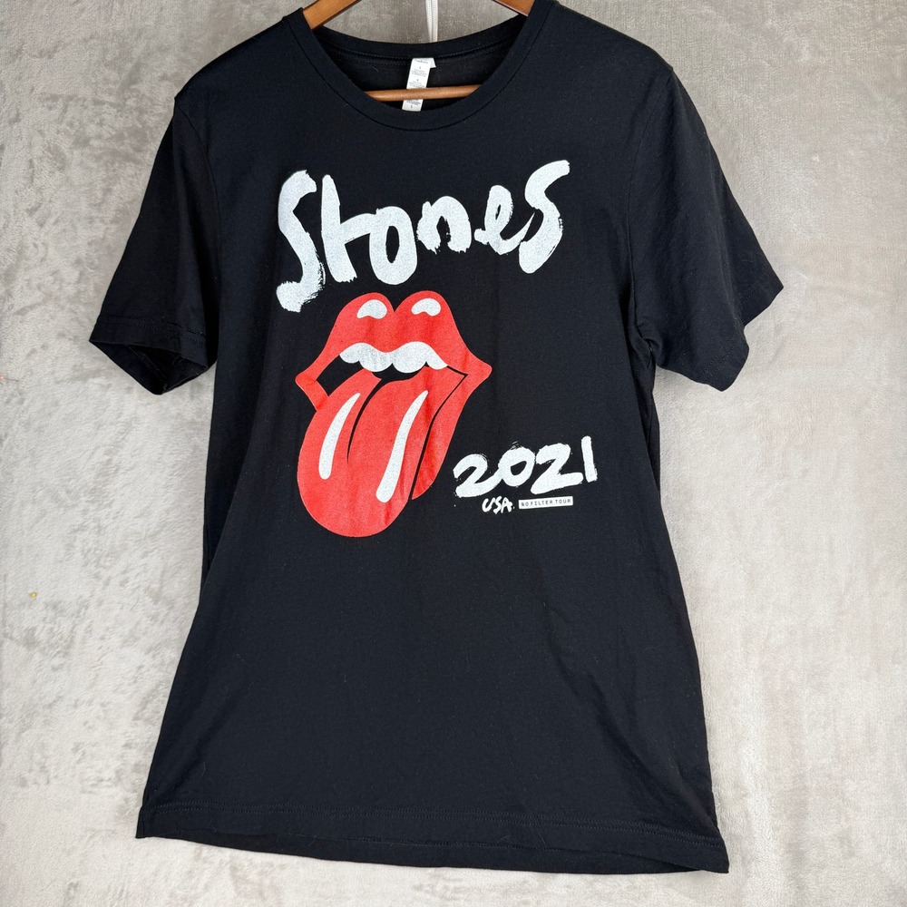 Vintage Rolling Stones 2021 No Filter USA Tour T-Shirt Black Mens Large Tee